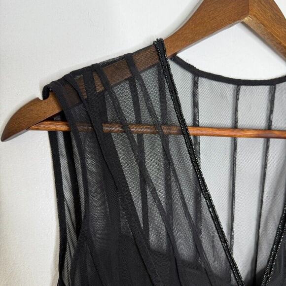 ICE Size 4 Black Mesh Cocktail Dress Vintage Gatsby Glam Fairy Whimsy Goth Y2K - Picture 2 of 10